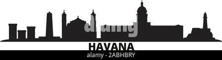 Kuba, Havanna Skyline der Stadt isoliert Vector Illustration. Kuba, Havanna reisen Stadtbild mit Referenzmarken Stock Vektor