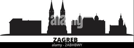 Kroatien, Zagreb Skyline der Stadt isoliert Vector Illustration. Kroatien, Zagreb reisen Stadtbild mit Referenzmarken Stock Vektor