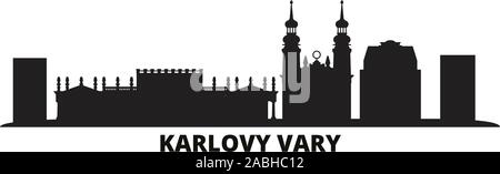 Tschechische Republik, Karlovy Vary Skyline der Stadt isoliert Vector Illustration. Tschechien, Karlsbad reisen Stadtbild mit Referenzmarken Stock Vektor