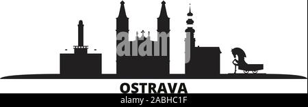 Tschechische Republik, Ostrava Skyline der Stadt isoliert Vector Illustration. Tschechische Republik, Ostrava reisen Stadtbild mit Referenzmarken Stock Vektor