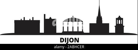 Frankreich, Dijon Skyline der Stadt isoliert Vector Illustration. Frankreich, Dijon reisen Stadtbild mit Referenzmarken Stock Vektor