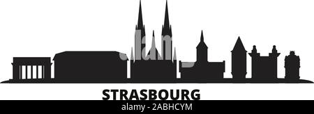 Frankreich, Straßburg Skyline der Stadt isoliert Vector Illustration. Frankreich, Straßburg reisen Stadtbild mit Referenzmarken Stock Vektor