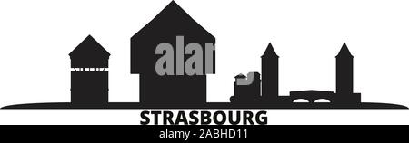 Frankreich, Straßburg City Skyline der Stadt isoliert Vector Illustration. Frankreich, die Stadt Straßburg reisen Stadtbild mit Referenzmarken Stock Vektor