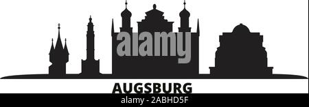 Deutschland, Augsburg Skyline der Stadt isoliert Vector Illustration. Deutschland, Augsburg reisen Stadtbild mit Referenzmarken Stock Vektor