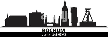 Deutschland, Bochum Skyline der Stadt isoliert Vector Illustration. Deutschland, Bochum reisen Stadtbild mit Referenzmarken Stock Vektor