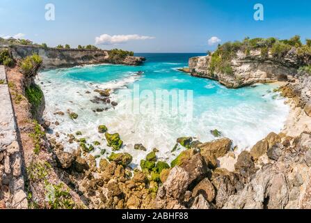 Panoramaaussicht, Blaue Lagune, Nusa Ceningan, Bali, Indonesien Stockfoto