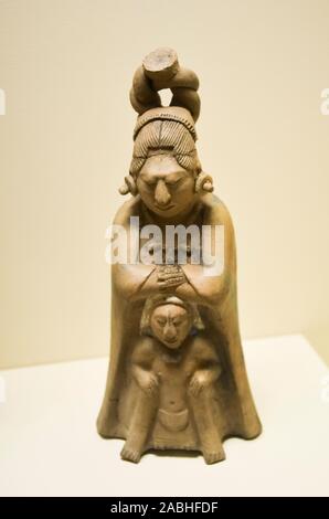 Maya anthropomorphen Keramik Figur, die am Gold Museum, in der temporären Ausstellung der Maya Gesellschaft und Zeit