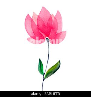 Abstrakte Aquarell pink flower Isolated On White Stockfoto