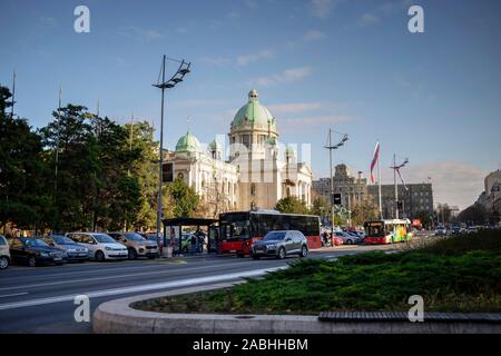 Belgrad, Serbien, 26.November 2019: der Nationalversammlung der Republik Serbien Nikola Pasic Square Stockfoto