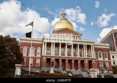 Die Außenseite des Massachusetts State House Capitol im Stadtzentrum von Boston. USA Stockfoto