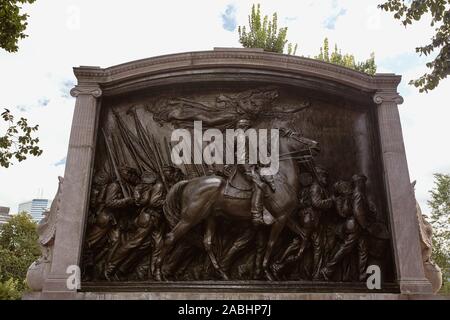 Boston, Massachusetts - 4. Oktober 2019: Denkmal für Robert Gould Shaw und 54th Regiment am Boston Common Stockfoto