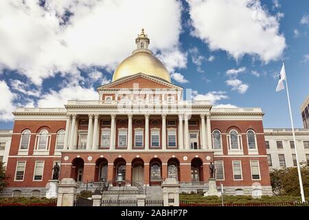 Die Außenseite des Massachusetts State House Capitol im Stadtzentrum von Boston. USA Stockfoto