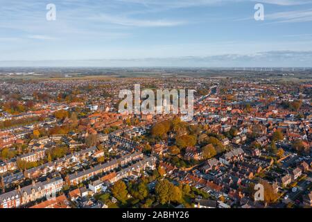 Luftaufnahme des kleinen Marktes Stadt Beverley in East Yorkshire, Großbritannien - 2019 Stockfoto