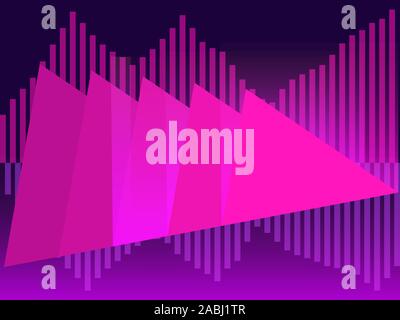 Synthwave abstrakt Hintergrund mit rosa Dreiecke. Retro-futurismus der 80er Jahre. Vector Illustration Stock Vektor