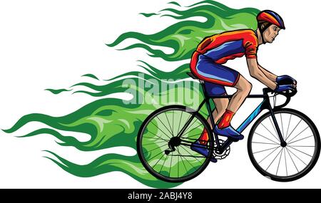 Flammende Spur der Radrennen Silhouette Vector Illustration Stock Vektor