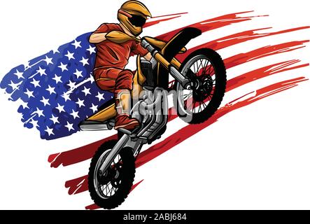 Motocross Fahrer auf einem Motorrad - Illustration Vektor Stock Vektor