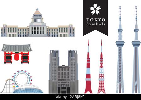 Infografik Elemente von Tokyo Japan, Tokio, Tokyo Wahrzeichen. Vector Illustration Stockfoto