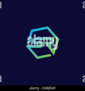 Sr logo Initialen. Moderne sr Schriftzug Stock Vektor