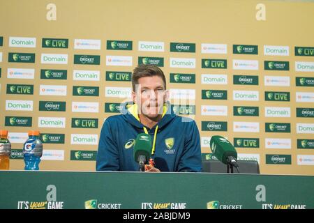 Adelaide, Australien, 28. November 2019. Australien Grille Test Kapitän Tim Paine gibt einen Medien Interview vor der zweiten Domain Tag Nacht mit einem rosa Ball, der am Freitag zwischen Australien und Pakistan an der Adelaide Oval beginnt zu testen. Australien führt 1-0 im 2 Spiel der Serie. Credit: Amer ghazzal/Alamy leben Nachrichten Stockfoto