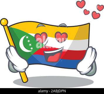 Falling In Love Happy cute Flagge Komoren cartoon Design Stock Vektor