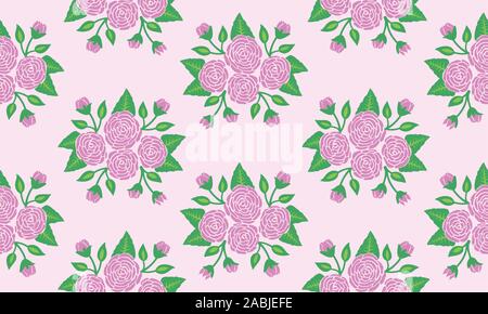 Nahtlose Hintergrundbilder Muster für Rose Blume Art. Stock Vektor