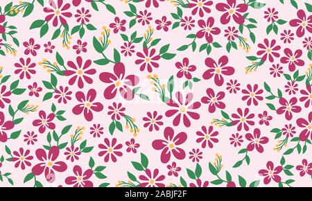 Nahtlose vintage hell magenta floralen Muster Hintergrund. Stock Vektor