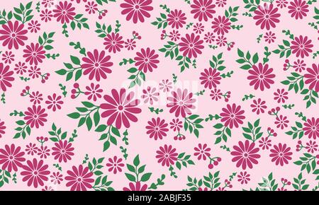 Nahtlose vintage hell magenta floralen Muster Hintergrund. Stock Vektor