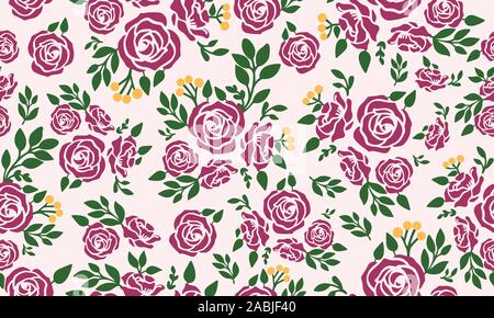 Nahtlose vintage hell magenta floralen Muster Hintergrund. Stock Vektor