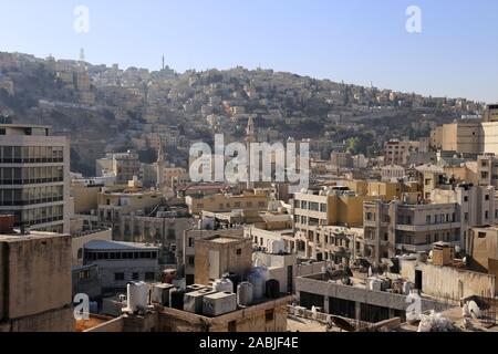 Zentrale Amman und Jabal Al Aschrafiya, wie von Hashem al Kheir Street gesehen, Jabal Al Qalah, Amman, Jordanien, Naher Osten Stockfoto