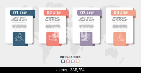 Vektor Infografik flachbild Vorlage. Rechtecke für vier Diagramme, Graphen, Flussdiagramm, Timeline, Marketing, Präsentation. Business Konzept mit 4 Stock Vektor