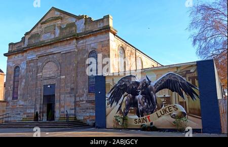 Geflügelte Ox-Kunstwerke, St. Lukes, Bar und Küche, 17 Bain St, Calton, Glasgow G40 2JZ Stockfoto