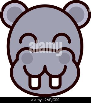 Nettes Gesicht hippo Tier cartoon Symbol auf weißem Hintergrund Stock Vektor