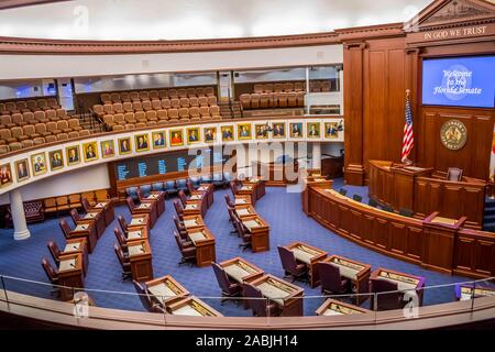 Tallahassee, FL, USA - Feb 15, 2019: Der große Saal der Senat Kammer, in die alte Hauptstadt von Florida Stockfoto