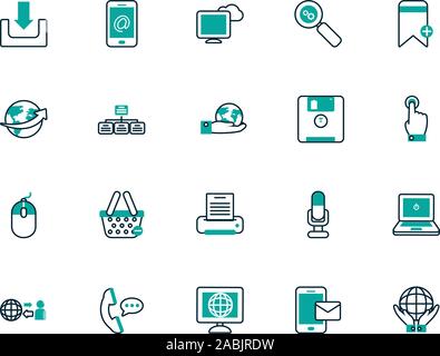 Digitale und Technologie Icon Set vektor design Stock Vektor