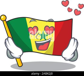 Falling In Love Happy cute Flagge Senegal cartoon Design Stock Vektor