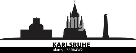 Deutschland, Karlsruhe Skyline der Stadt isoliert Vector Illustration. Deutschland, Karlsruhe reisen Stadtbild mit Referenzmarken Stock Vektor