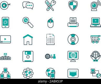 Digitale und Technologie Icon Set vektor design Stock Vektor