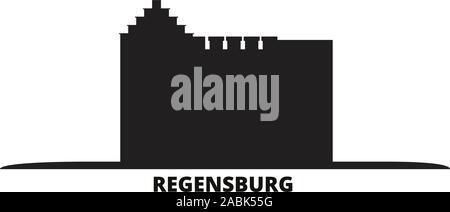 Deutschland, Regensburg Skyline der Stadt isoliert Vector Illustration. Deutschland, Regensburg reisen Stadtbild mit Referenzmarken Stock Vektor