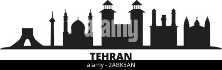 Iran, Teheran Skyline der Stadt isoliert Vector Illustration. Iran, Teheran reisen Stadtbild mit Referenzmarken Stock Vektor