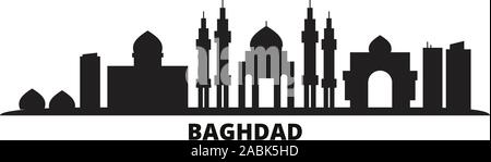 Irak, Bagdad Skyline der Stadt isoliert Vector Illustration. Irak, Bagdad reisen Stadtbild mit Referenzmarken Stock Vektor