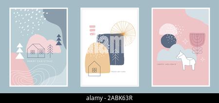 Sammlung von abstrakten Hintergrund Designs, Formen in sauberen Skandinavischen trendigen Stil. Geschichte vorlagen, winter Verkauf, Social Media fördernden Inhalt Stock Vektor