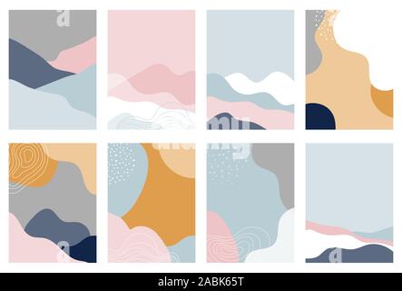 Sammlung von abstrakten Hintergrund Designs, Formen in sauberen Skandinavischen trendigen Stil. Geschichte vorlagen, winter Verkauf, Social Media fördernden Inhalt Stock Vektor