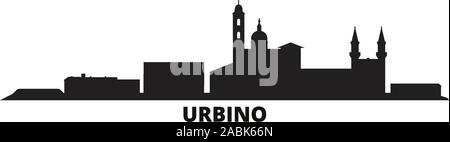 Italien, Urbino Skyline der Stadt isoliert Vector Illustration. Italien, Urbino reisen Stadtbild mit Referenzmarken Stock Vektor