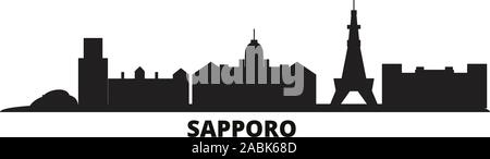 Japan, Sapporo City Skyline isoliert Vector Illustration. Japan, Sapporo travel Stadtbild mit Referenzmarken Stock Vektor