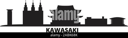 Japan, Kawasaki City Skyline isoliert Vector Illustration. Japan, Kawasaki reisen Stadtbild mit Referenzmarken Stock Vektor