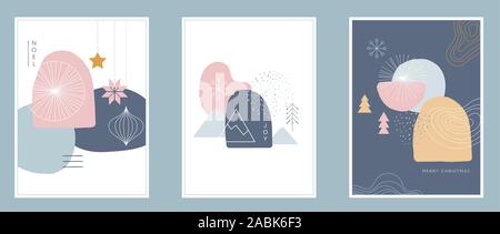 Sammlung von abstrakten Hintergrund Designs, Formen in sauberen Skandinavischen trendigen Stil. Geschichte vorlagen, winter Verkauf, Social Media fördernden Inhalt Stock Vektor