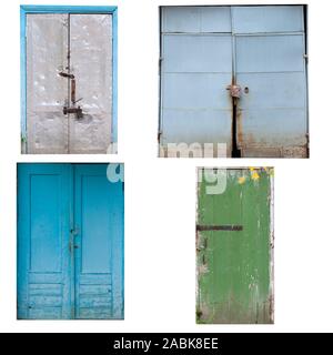 Satz der alten Garage Türen. Isoliert weißer Hintergrund Stockfoto