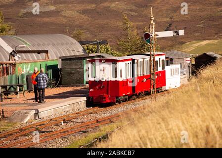 Die Leadhills and Wanlockhead Railway, eine 2 ft-Schmalspurbahn in South Lanarkshire, Schottland, die zwischen Leadhills und Wanlockhead verläuft Stockfoto