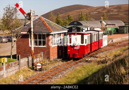 Die Leadhills and Wanlockhead Railway, eine 2 ft-Schmalspurbahn in South Lanarkshire, Schottland, die zwischen Leadhills und Wanlockhead verläuft Stockfoto