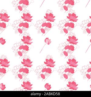 Die nahtlose Vektor florales Muster mit Lotus Blumen Stock Vektor